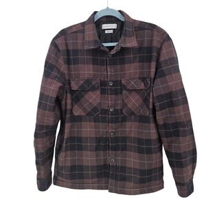 Urban‎ Outfitters Flannel Jacket Mens Small Brown Plaid Quilted Lined Shacket